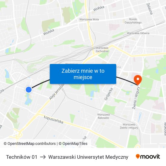 Techników 01 to Warszawski Uniwersytet Medyczny map