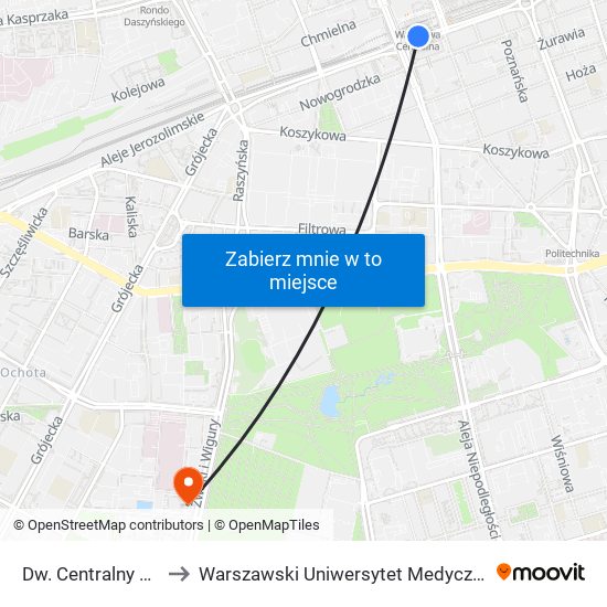 Dw. Centralny 02 to Warszawski Uniwersytet Medyczny map