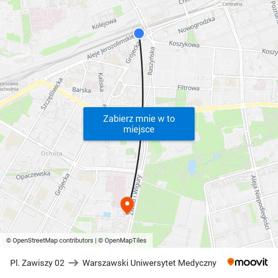 Pl. Zawiszy 02 to Warszawski Uniwersytet Medyczny map