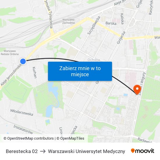 Berestecka 02 to Warszawski Uniwersytet Medyczny map
