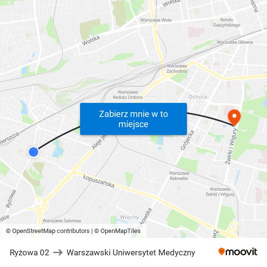 Ryżowa to Warszawski Uniwersytet Medyczny map