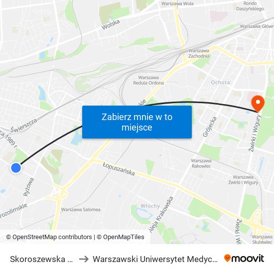 Skoroszewska 02 to Warszawski Uniwersytet Medyczny map