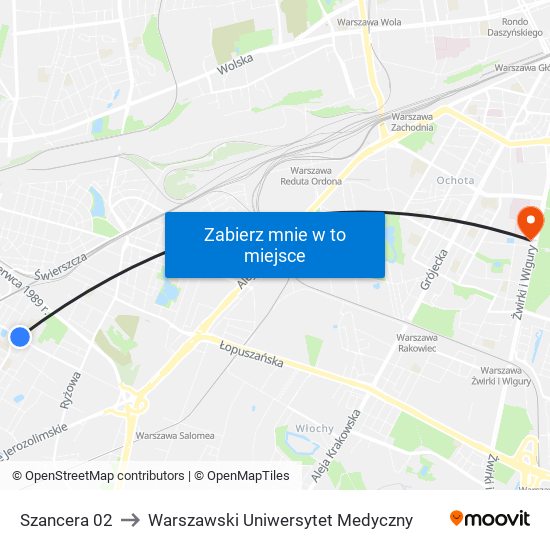 Szancera 02 to Warszawski Uniwersytet Medyczny map