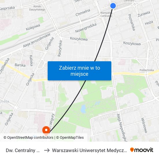 Dw. Centralny 16 to Warszawski Uniwersytet Medyczny map