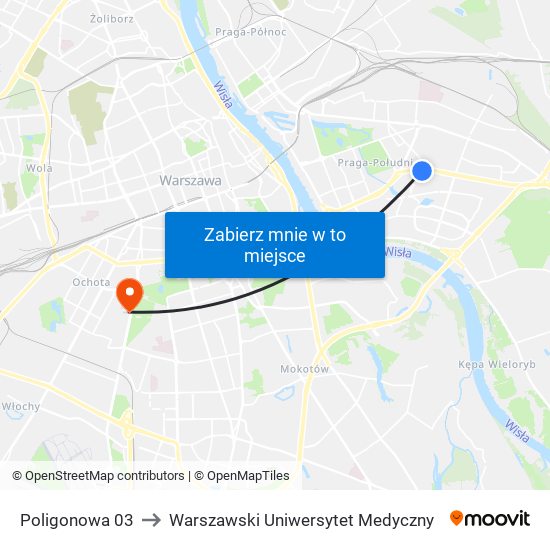 Poligonowa 03 to Warszawski Uniwersytet Medyczny map