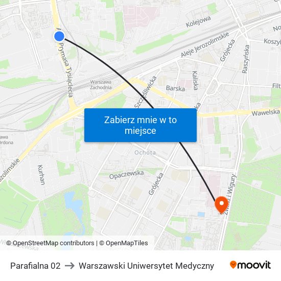 Parafialna 02 to Warszawski Uniwersytet Medyczny map