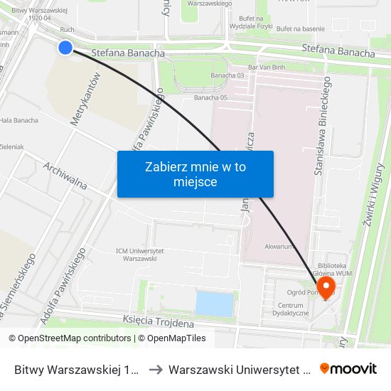 Bitwy Warszawskiej 1920 R. 05 to Warszawski Uniwersytet Medyczny map