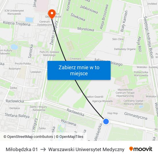 Miłobędzka 01 to Warszawski Uniwersytet Medyczny map