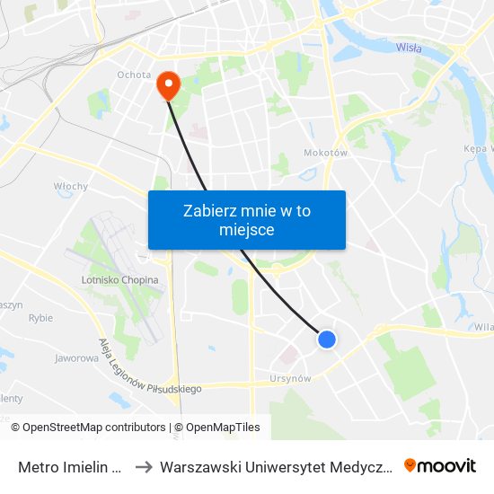 Metro Imielin 01 to Warszawski Uniwersytet Medyczny map