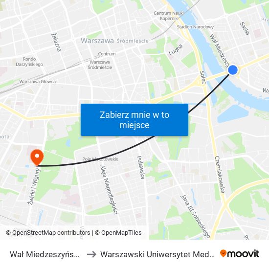Wał Miedzeszyński 01 to Warszawski Uniwersytet Medyczny map