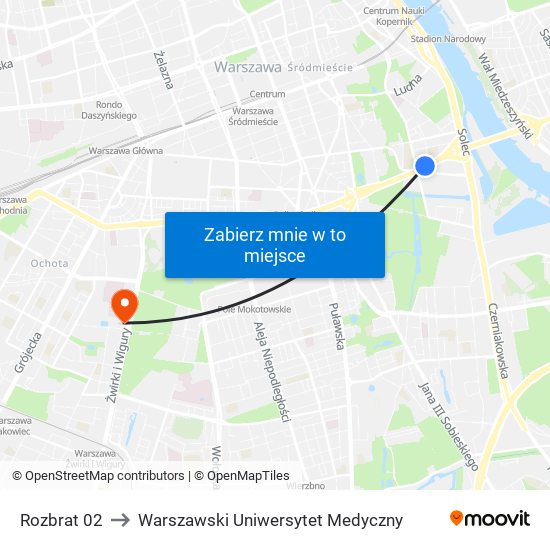 Rozbrat 02 to Warszawski Uniwersytet Medyczny map