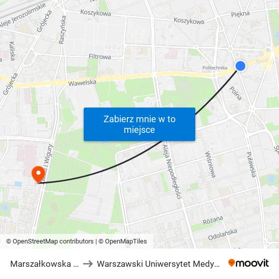 Marszałkowska 02 to Warszawski Uniwersytet Medyczny map