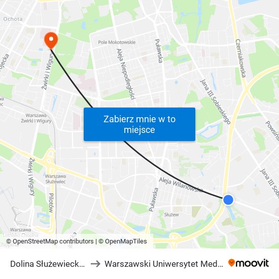Dolina Służewiecka 03 to Warszawski Uniwersytet Medyczny map