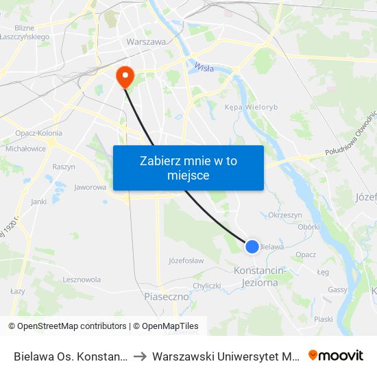 Bielawa Os. Konstancja 01 to Warszawski Uniwersytet Medyczny map