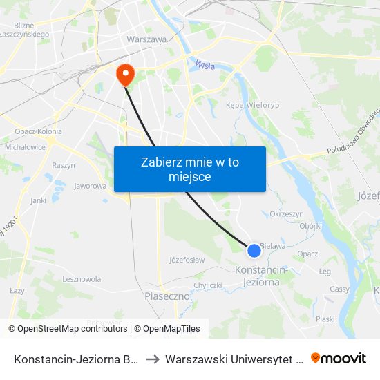 Konstancin-Jeziorna Borowa 02 to Warszawski Uniwersytet Medyczny map