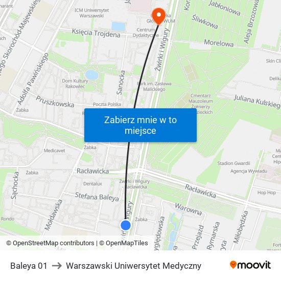 Baleya 01 to Warszawski Uniwersytet Medyczny map