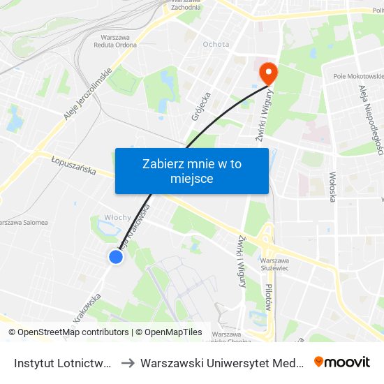 Instytut Lotnictwa 02 to Warszawski Uniwersytet Medyczny map