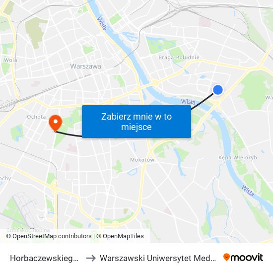 Horbaczewskiego 01 to Warszawski Uniwersytet Medyczny map