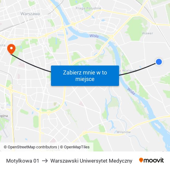 Motylkowa 01 to Warszawski Uniwersytet Medyczny map