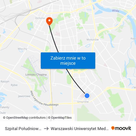 Szpital Południowy to Warszawski Uniwersytet Medyczny map