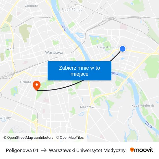 Poligonowa 01 to Warszawski Uniwersytet Medyczny map