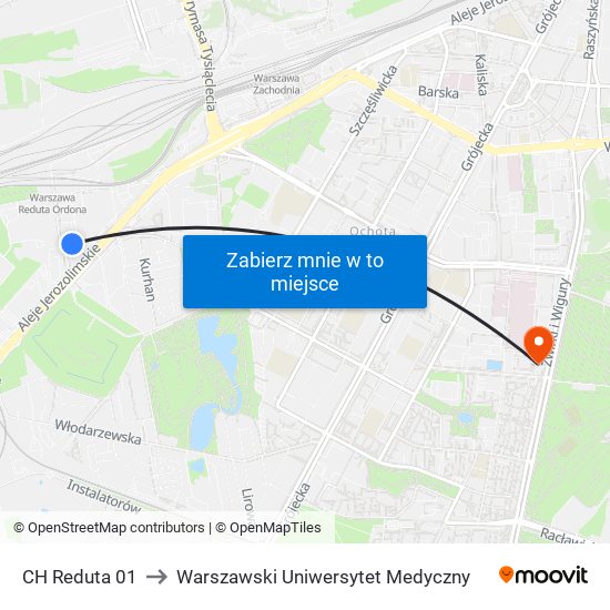 CH Reduta 01 to Warszawski Uniwersytet Medyczny map