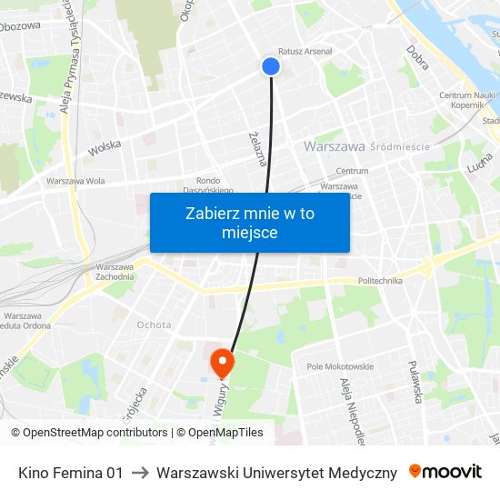 Kino Femina to Warszawski Uniwersytet Medyczny map