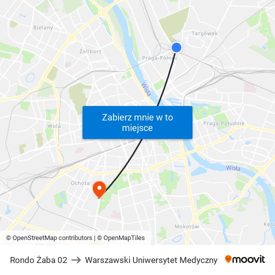 Rondo Żaba 02 to Warszawski Uniwersytet Medyczny map