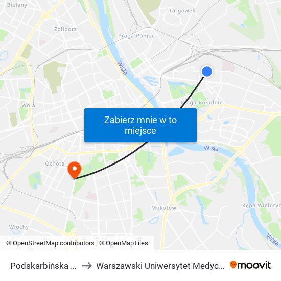 Podskarbińska to Warszawski Uniwersytet Medyczny map