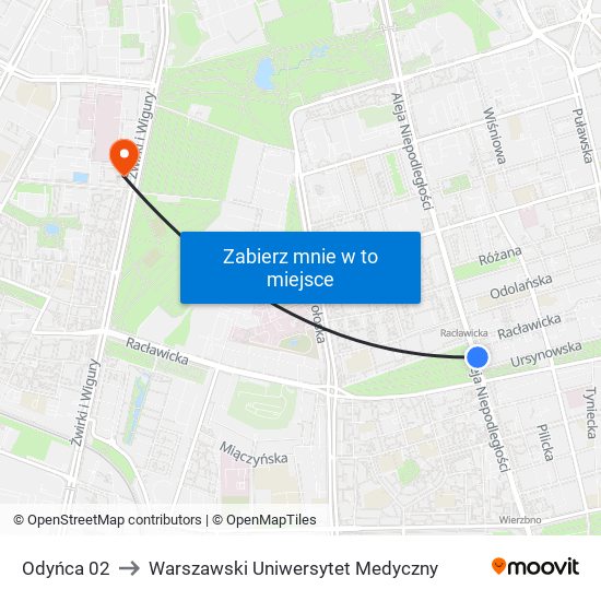 Odyńca to Warszawski Uniwersytet Medyczny map