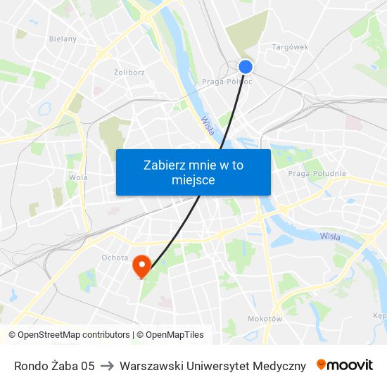 Rondo Żaba 05 to Warszawski Uniwersytet Medyczny map
