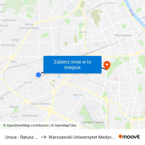 Ursus - Ratusz 05 to Warszawski Uniwersytet Medyczny map