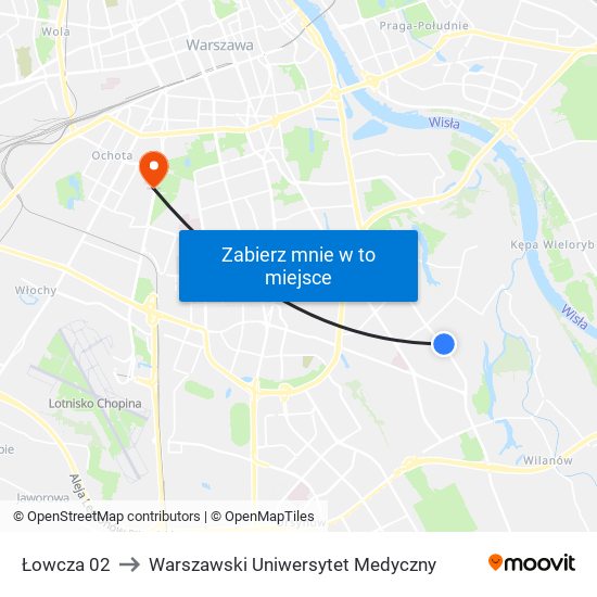 Łowcza 02 to Warszawski Uniwersytet Medyczny map