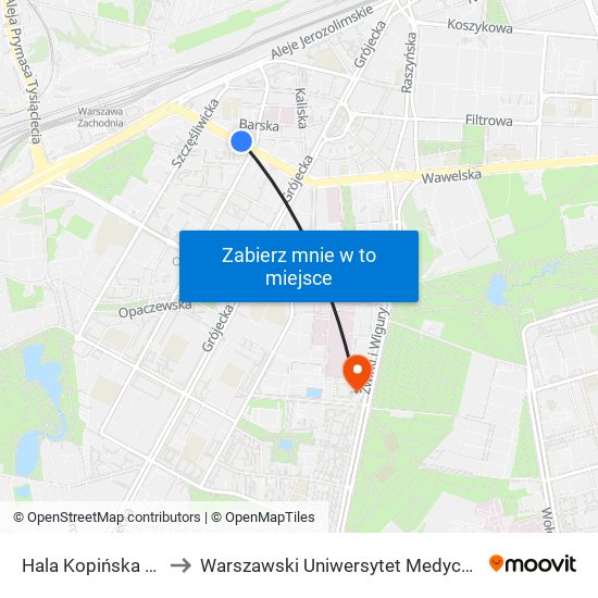 Hala Kopińska 02 to Warszawski Uniwersytet Medyczny map