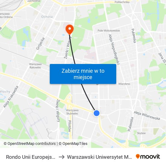 Rondo Unii Europejskiej to Warszawski Uniwersytet Medyczny map