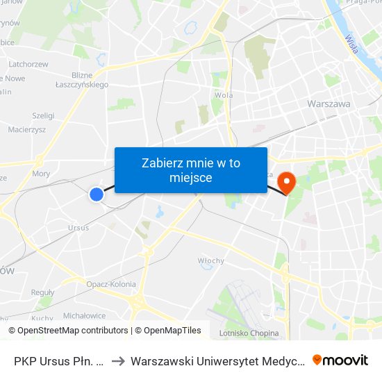 PKP Ursus Płn. 04 to Warszawski Uniwersytet Medyczny map