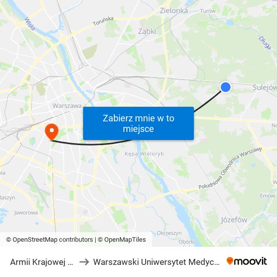 Armii Krajowej 05 to Warszawski Uniwersytet Medyczny map