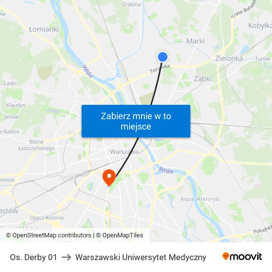 Os. Derby to Warszawski Uniwersytet Medyczny map