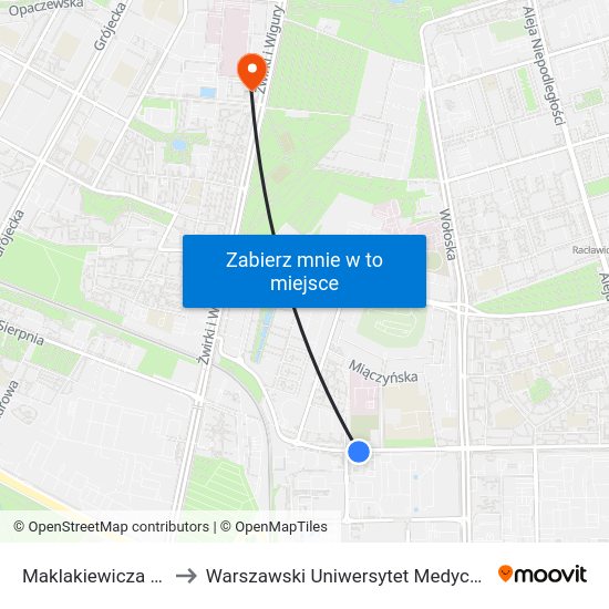 Maklakiewicza 01 to Warszawski Uniwersytet Medyczny map