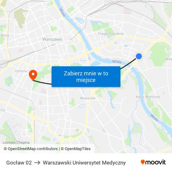 Gocław 02 to Warszawski Uniwersytet Medyczny map