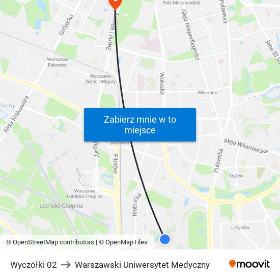 Wyczółki 02 to Warszawski Uniwersytet Medyczny map