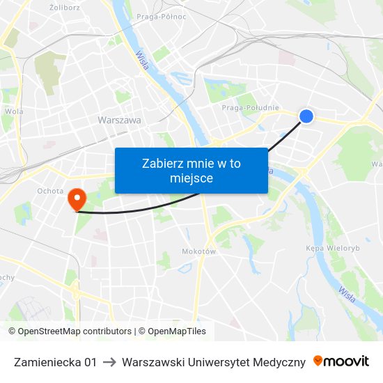 Zamieniecka to Warszawski Uniwersytet Medyczny map