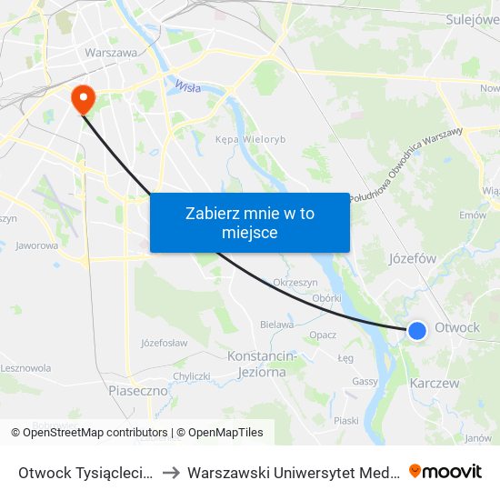 Otwock Tysiąclecia 01 to Warszawski Uniwersytet Medyczny map