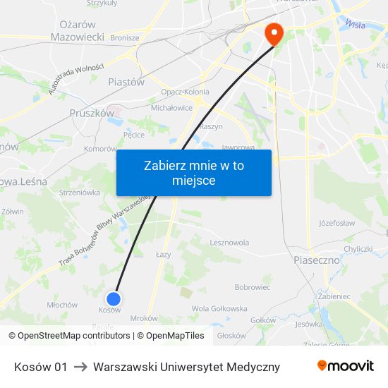 Kosów 01 to Warszawski Uniwersytet Medyczny map