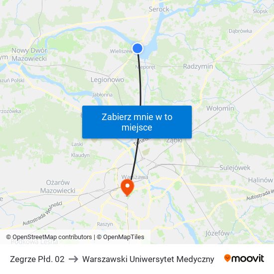 Zegrze Płd. 02 to Warszawski Uniwersytet Medyczny map