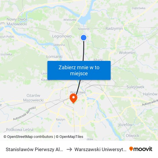 Stanisławów Pierwszy Aleksandrów 01 to Warszawski Uniwersytet Medyczny map