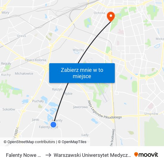 Falenty Nowe 01 to Warszawski Uniwersytet Medyczny map