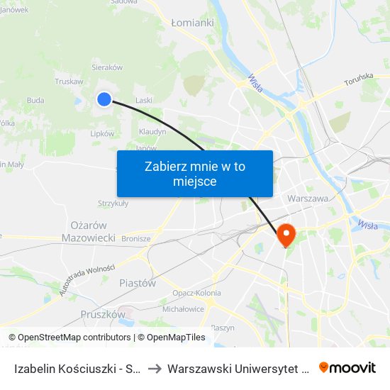 Izabelin Kościuszki - Szkoła 02 to Warszawski Uniwersytet Medyczny map