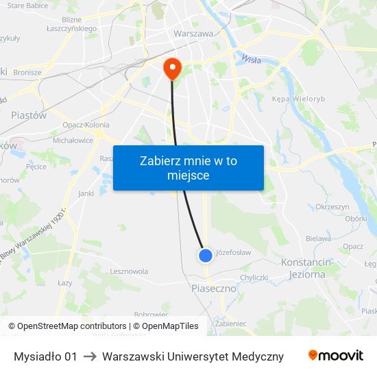 Mysiadło 01 to Warszawski Uniwersytet Medyczny map