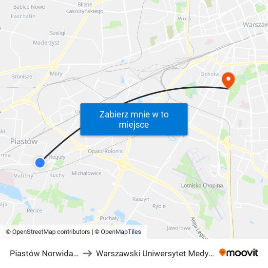 Piastów Norwida to Warszawski Uniwersytet Medyczny map